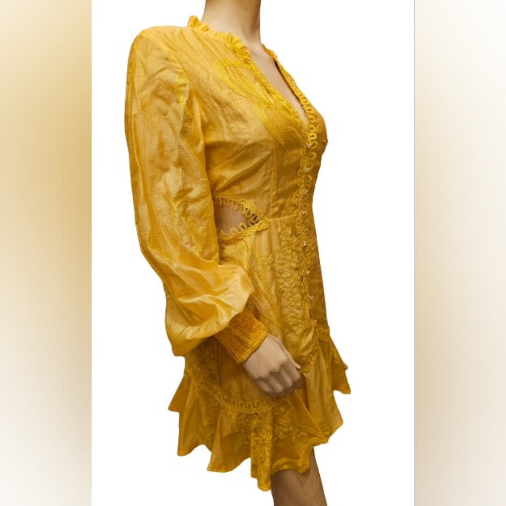 L'ATISTE Short Button Dress Color Yellow Size Medium - Picture 5 of 12